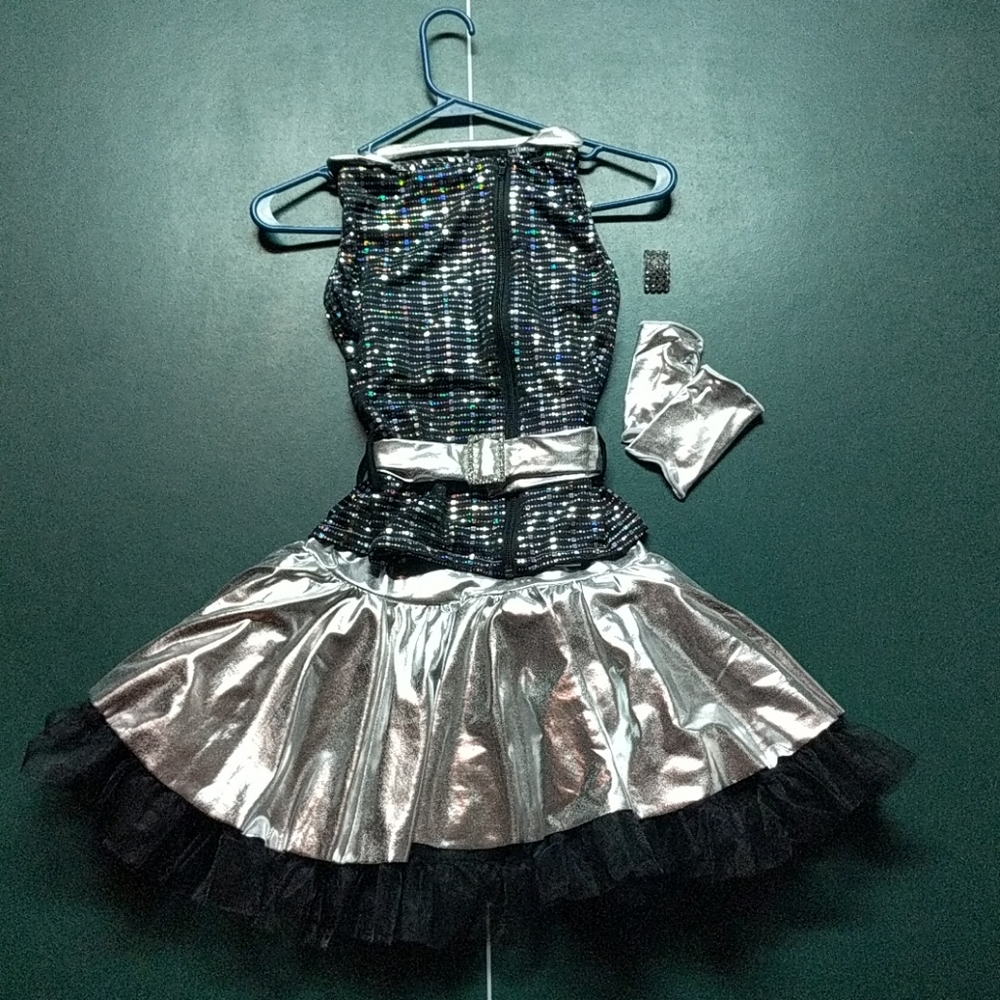 Sparkly silver and black dance costume
